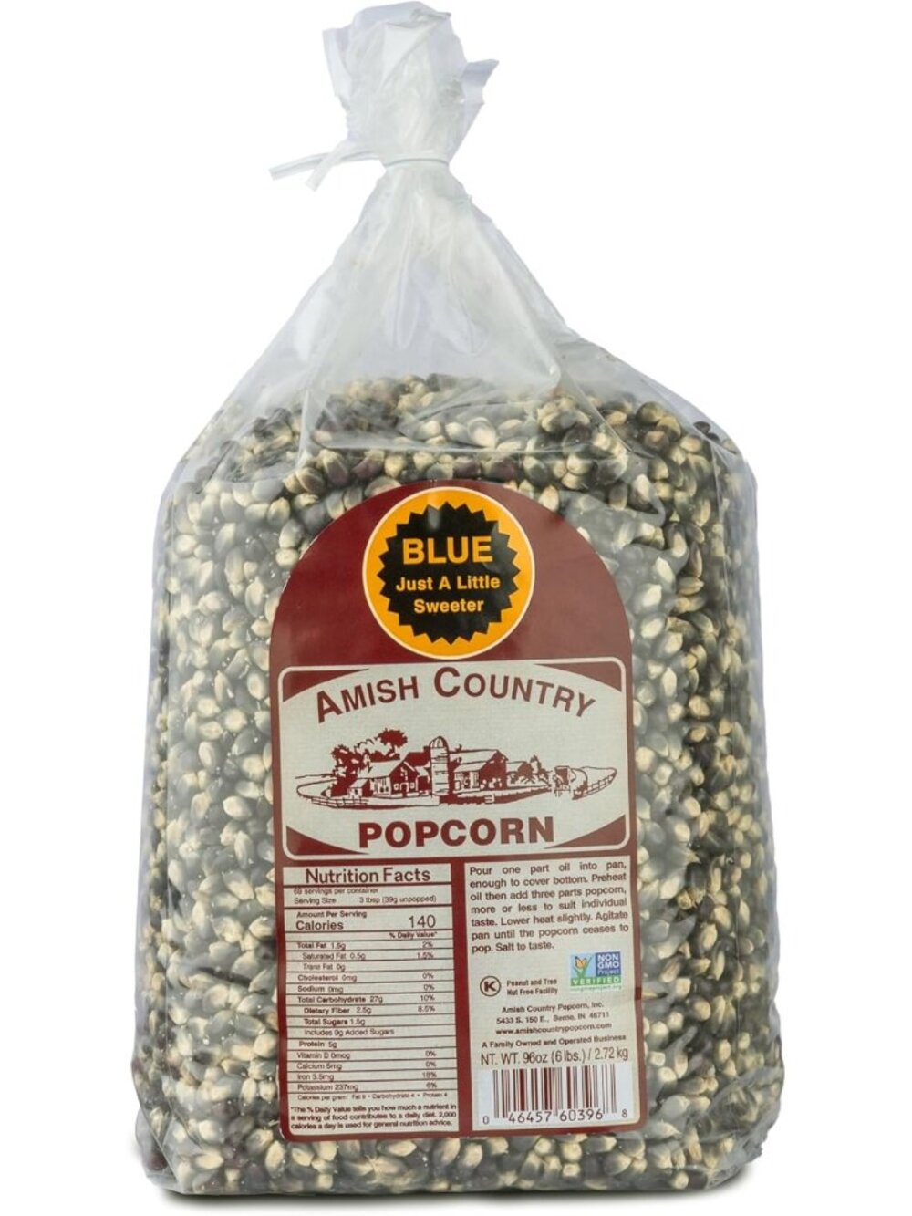 Blue Popcorn Kernels | Non-GMO, Gluten-Free, Old-Fashioned Snack | 6 lb Bag
